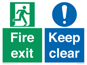 Fire exit Keep clear dual sign